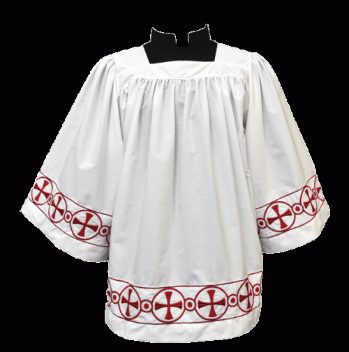 Clergy Surplice with Embroidered Crosses