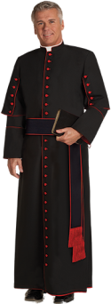 Bishop Clergy Cassock Black with Red Piping