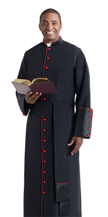 Black Clergy Cassock with Red Accents