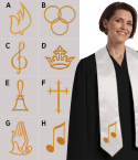 Embroidered Choir Stole - White