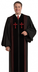 Pulpit Clergy Robe Bishop Black with Red Trim
