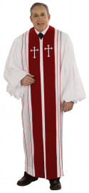 Pulpit Clergy Robe Bishop White with Red trim