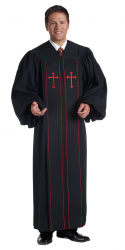 Pulpit Clergy Robe Cleric Black with Red Trim