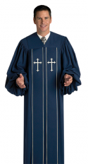 Pulpit Clergy Robe Cleric Blue with Cream Trim