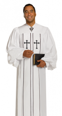 Pulpit Clergy Robe Cleric White with Black Trim