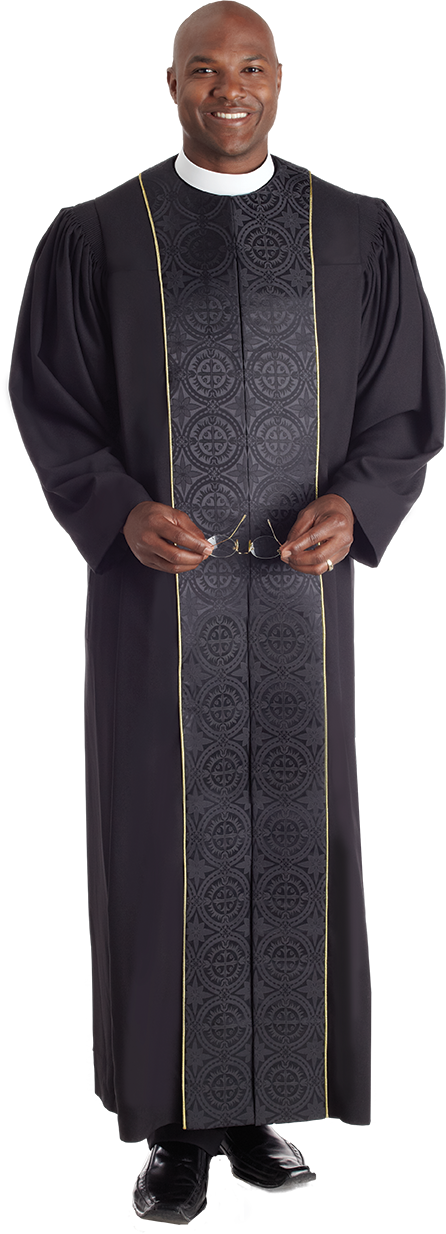 Vicar Pulpit Robe Black with Black Panels