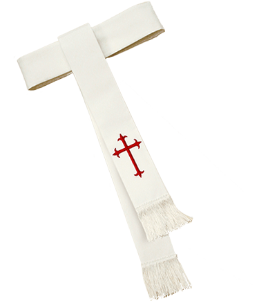 White Bishop Cassock Cincture with Scarlet Cross