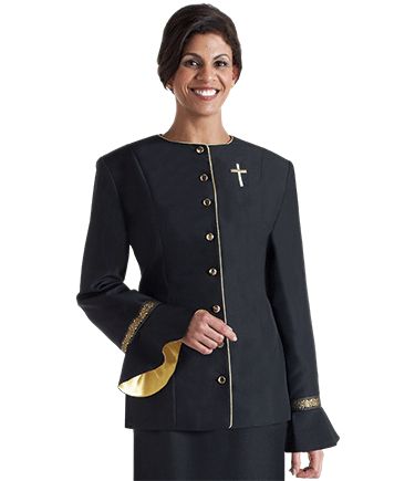 Women's Black Clergy Suit Jacket with Flaired Sleeves