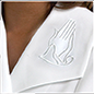Womens White Clergy Dress with Praying Hands