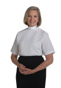 Womens White Neckband Collar Clergy Blouse Short Sleeve