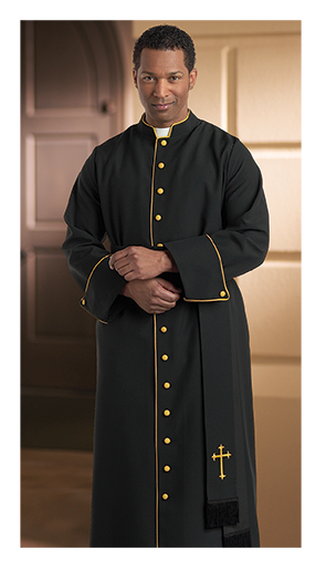 black and gold contemporary clergy cassock