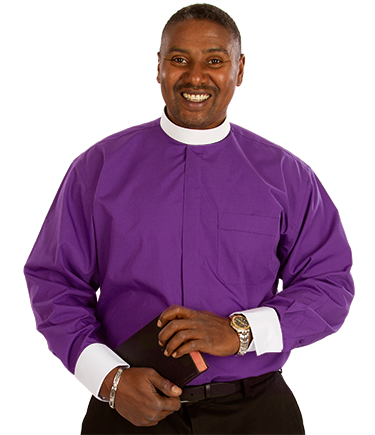 Men's Purple Clergy Shirt with French Cuffs