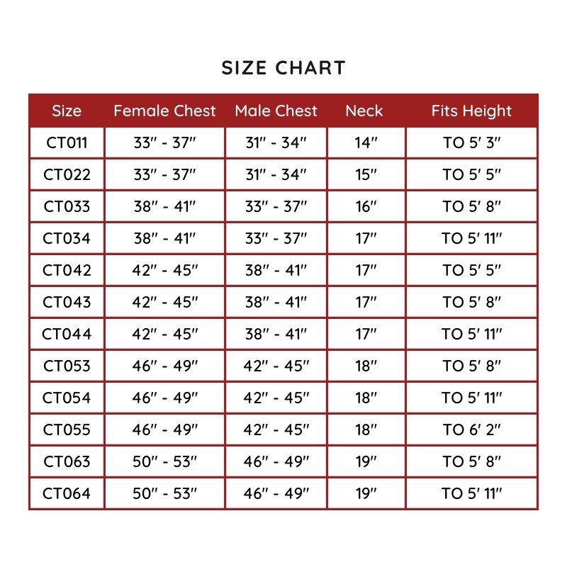 Murphy Choir Robe Size Chart