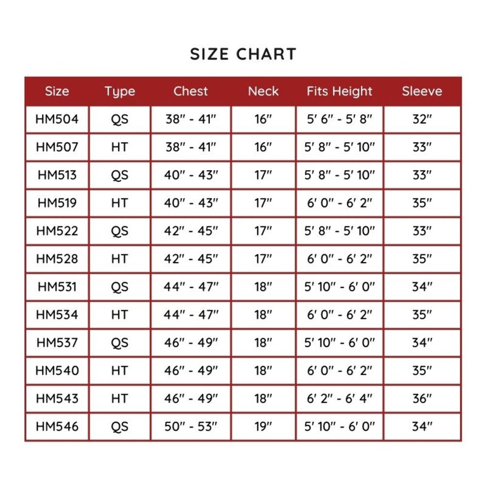 Murphy Robes Clergy Robe SIze Chart