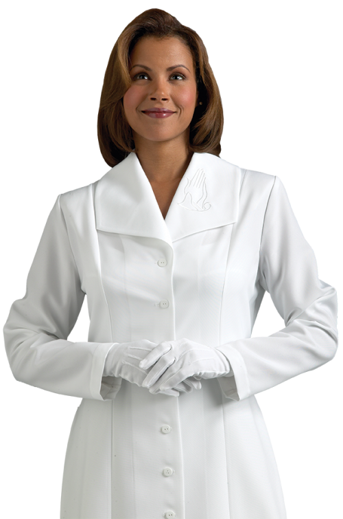 womens Clergy dress with praying hand