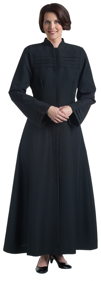 womens black clergy dress flaired skirt
