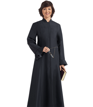 womens black clergy dress flaired sleeves