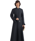 womens black clergy dress flaired sleeves