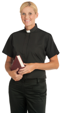 womens tab collar black clergy shirt