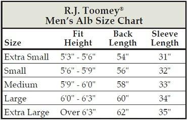 clergy alb size chart