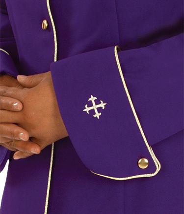 Womens Clergy Jacket Purple with Gold