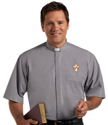 Deacon Monogrammed Tab Collar Clergy Shirt