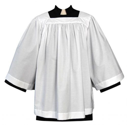 Cotton Blend Clergy Surplice with Square Neck