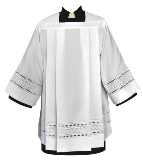 Tailored Clergy Surplice with Embroidered Eyelet