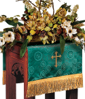 Church Flower Stand Cover Green Brocade