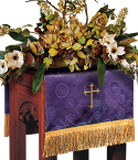 Church Flower Stand Cover Purple Brocade