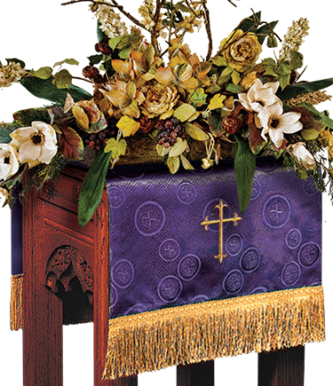 Church Flower Stand Cover Purple Brocade