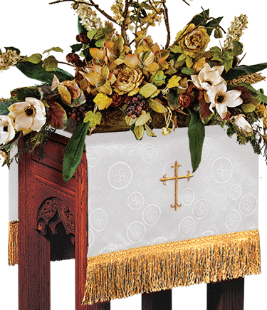 Church Flower Stand Cover White Brocade