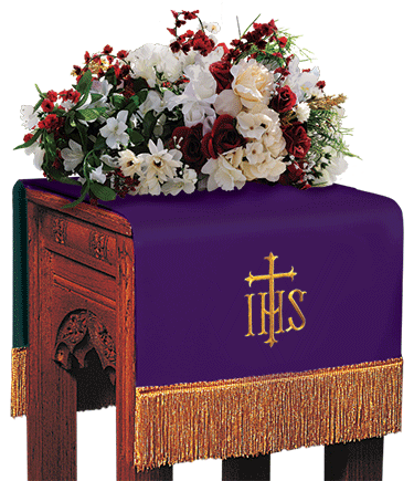 Reversible Church Flower Stand Cover Purple to Green IHS