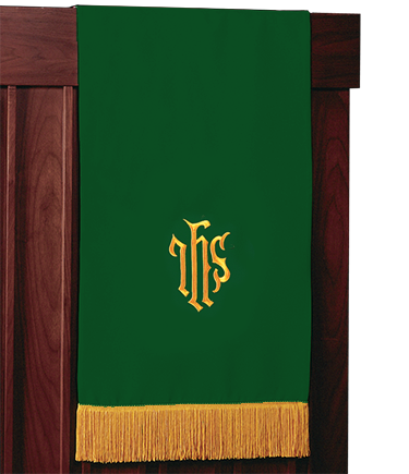 Reversible Church Lectern Pulpit Scarf Green to Purple IHS