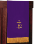 Reversible Church Lectern Pulpit Scarf Purple to Green IHS