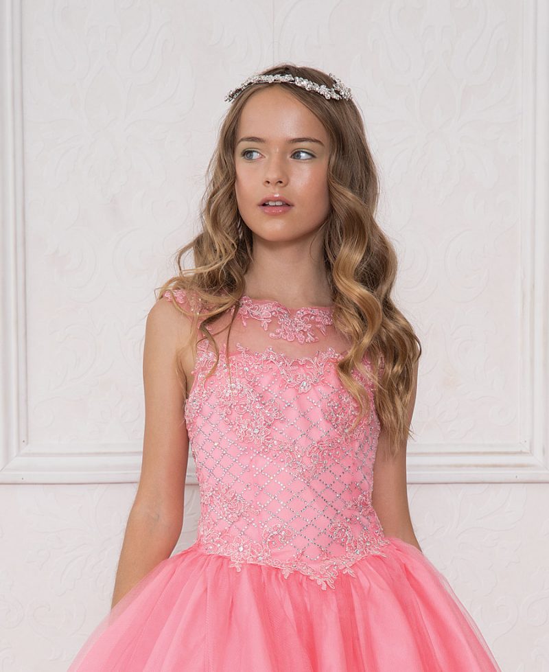 Girls Pageant Gown with Rhinestone Basket Weave Design 3 | Clergy ...