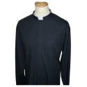 Black Clergy Shirt with Tonsure Collar 100% Cotton
