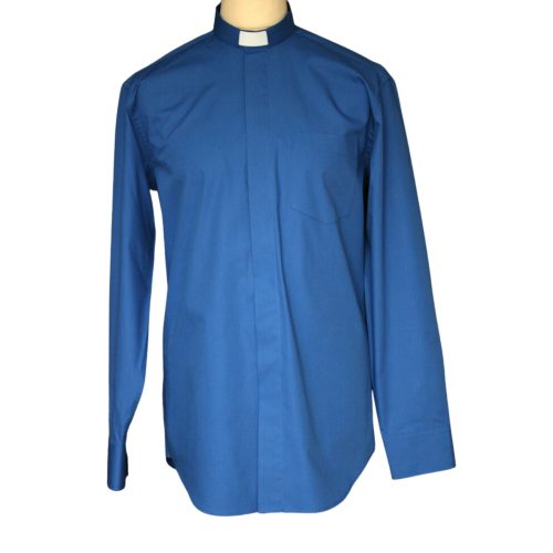 Royal Blue Cotton Men’s Clergy Shirt