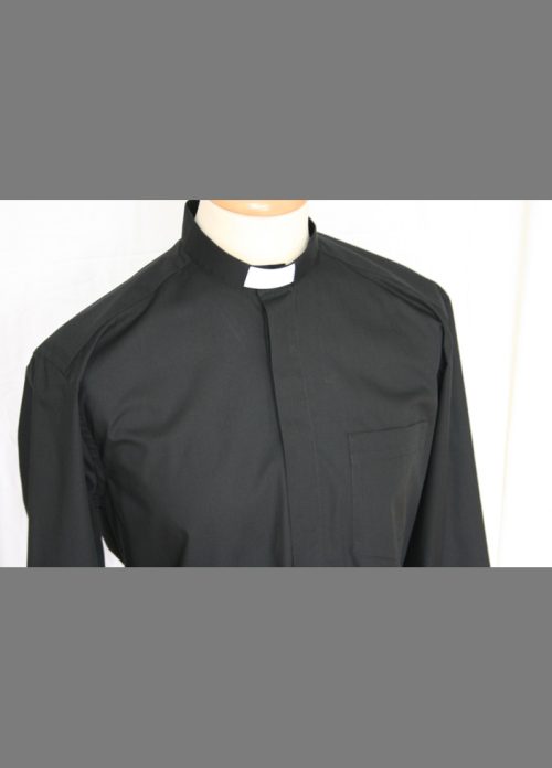 Black Poly/Cotton Men's Clergy Shirt