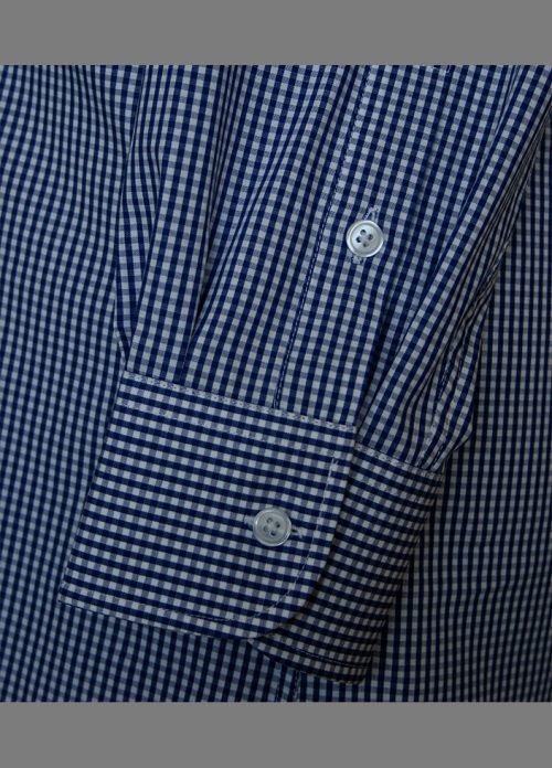Blue Gingham Checkered Men's Tab Collar Clergy Shirt