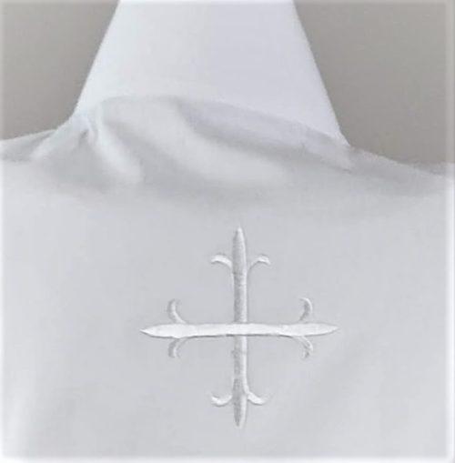 Front Wrap Amice with WHite Cross Embroidery