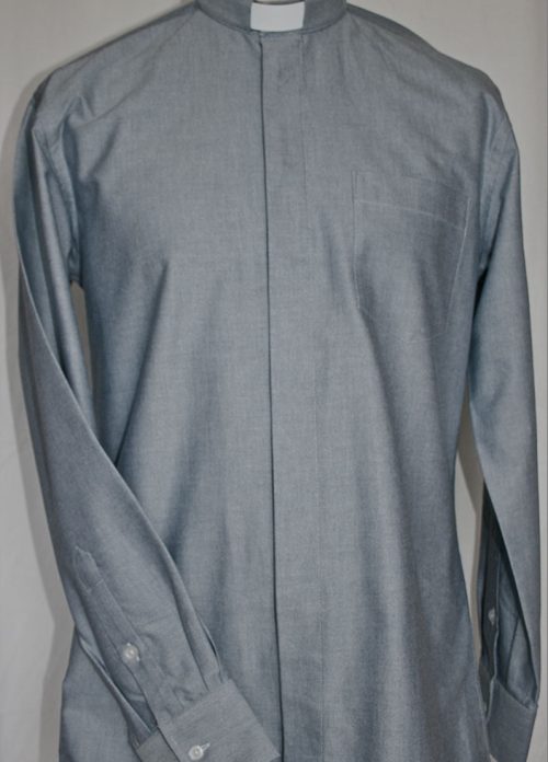 Dark Blue Oxford Men's Clergy Shirt Long Sleeve