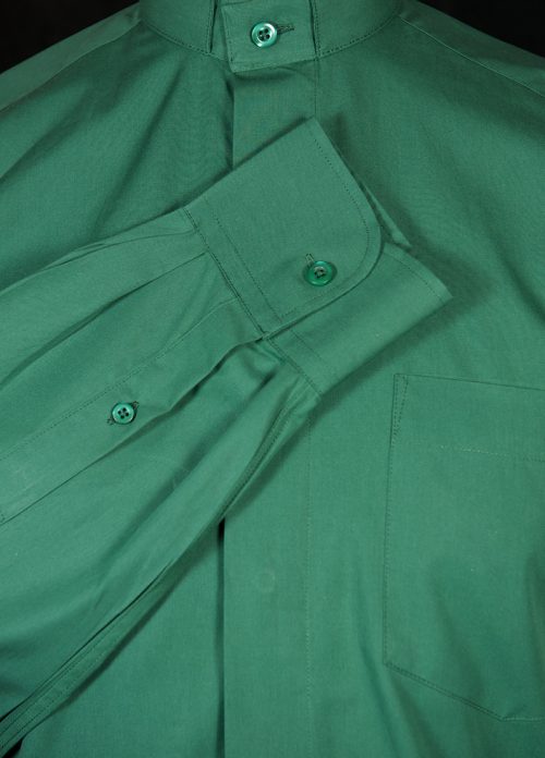 Green Cotton Men's Clergy Shirt Sleeves