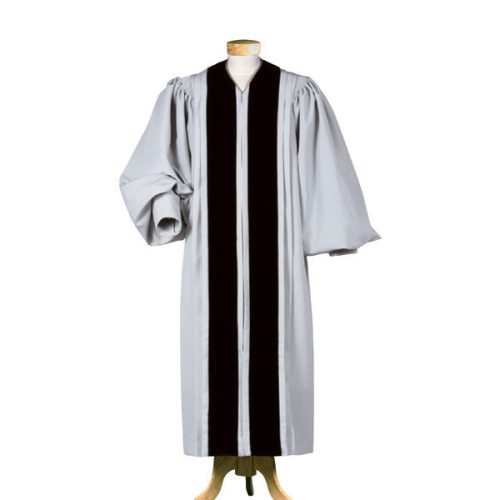 Grey Clergy Robe with Velvet Panels