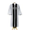 Grey Clergy Robe with Velvet Panels and Crosses