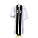 White Clergy Robe with Velvet Panels and Crosses