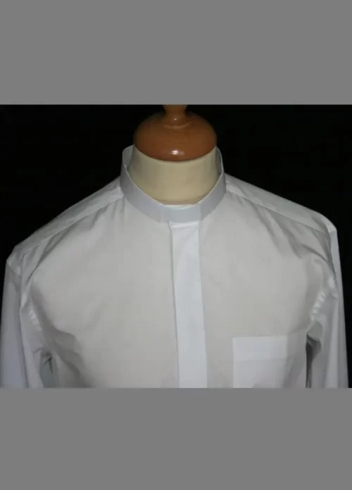 White Poly Cotton Mens Clergy Shirt