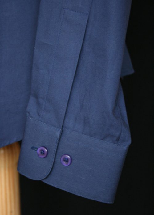 Women's Cotton Clergy Blouse Long Sleeve- Dark Blue