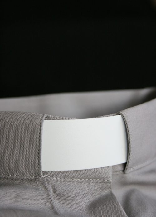 Women's Cotton Tab Collar Clergy Blouse - Grey