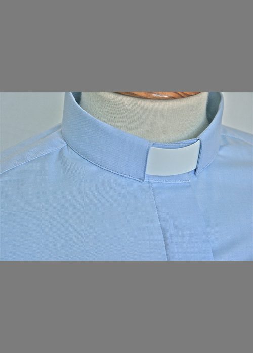 Womens Cotton Tab Collar Clergy Blouse Sky Blue